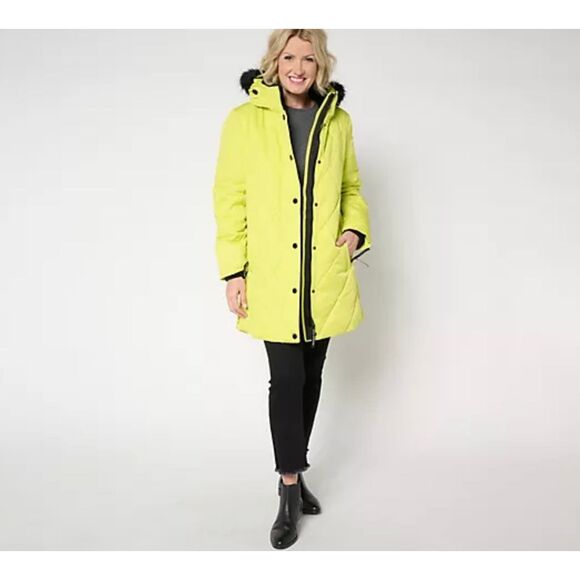 Arctic Expedition Large Diamond Quilted Parka Removable Hood Ancient Water NWOT - Picture 2 of 8